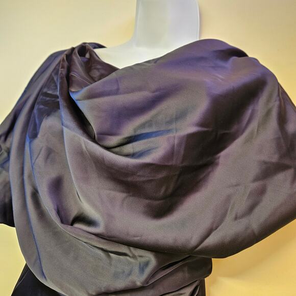 After Six Midnight Draped Sleeves Satin Gown Size XS NWT Formal Holiday Party - Picture 3 of 10